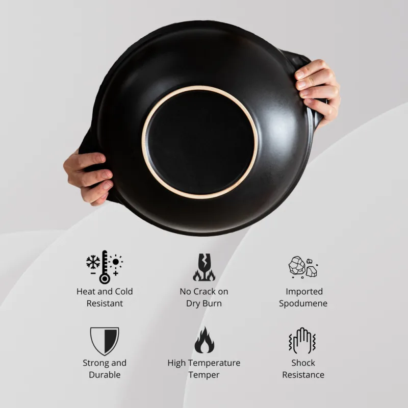 YU Premium - Periuk Tanah Hitam tahan panas 800℃ / Clay Pot Heat Resistant 800℃ / Clay Cooking Pot / Casserole cookware thumbnail 3