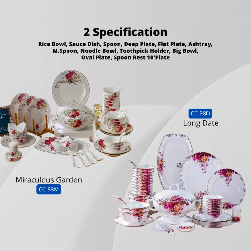 YU Online - 58Pcs Set Pinggan Mangkuk / Rose Luxury Ceramic Porcelain set Tableware sets wedding gifts / Dinnerware set thumbnail 3