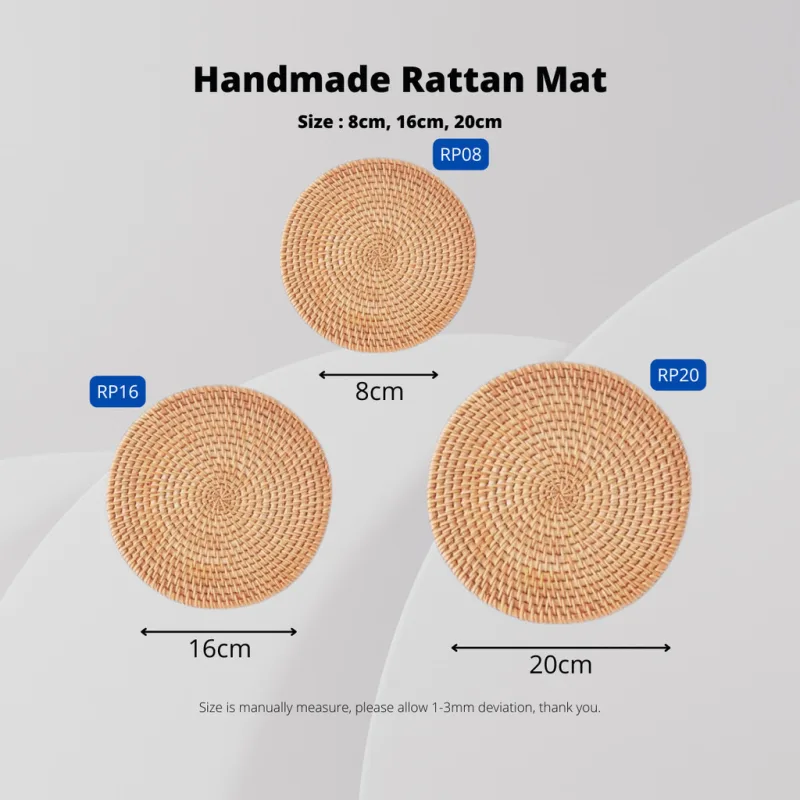 YU Online - Alas Cawan Rotan / insulation Rattan Round Handmade placemat / Pelapik Meja Penebat Minuman / tablemat thumbnail 5
