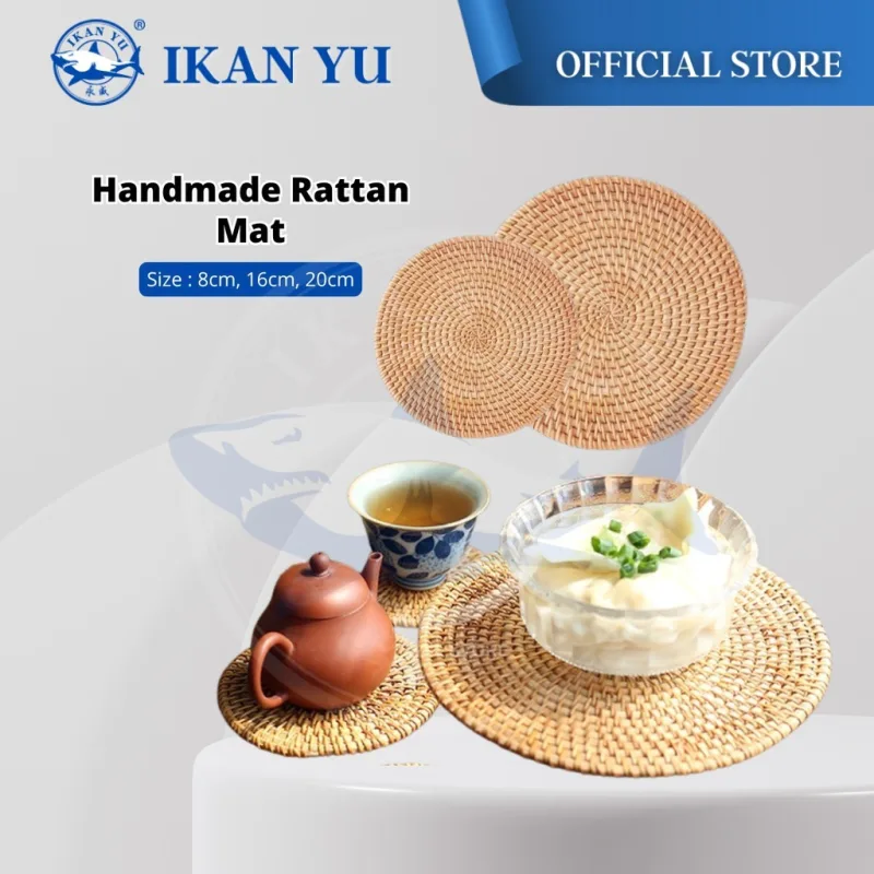 YU Online - Alas Cawan Rotan / insulation Rattan Round Handmade placemat / Pelapik Meja Penebat Minuman / tablemat
