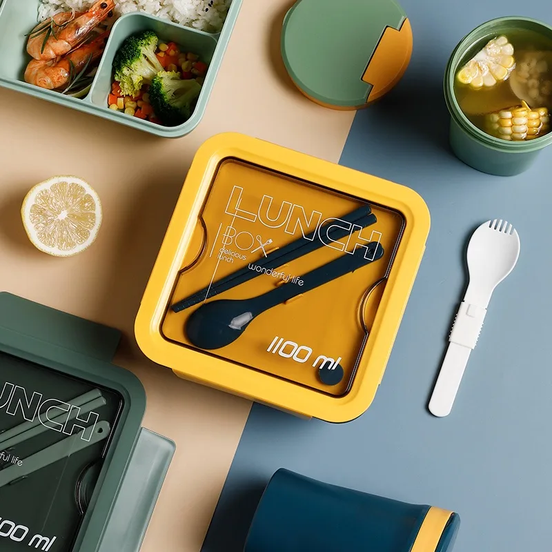 YU Ready Stock 1100ml Japanese Lunch Box Portable Lunch Bento with Spoon Chopsticks Food Container thumbnail 3