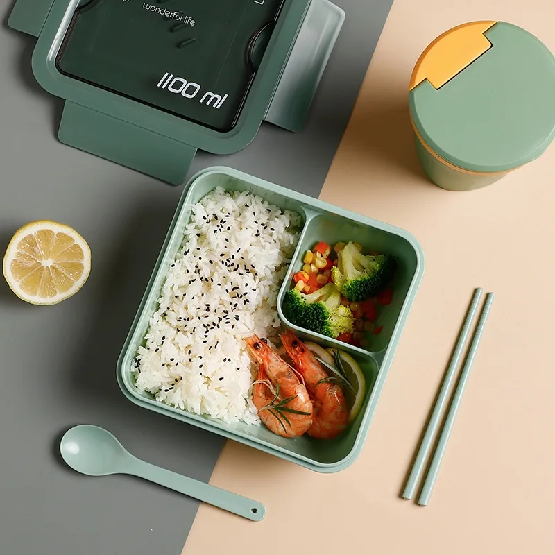 YU Ready Stock 1100ml Japanese Lunch Box Portable Lunch Bento with Spoon Chopsticks Food Container thumbnail 2