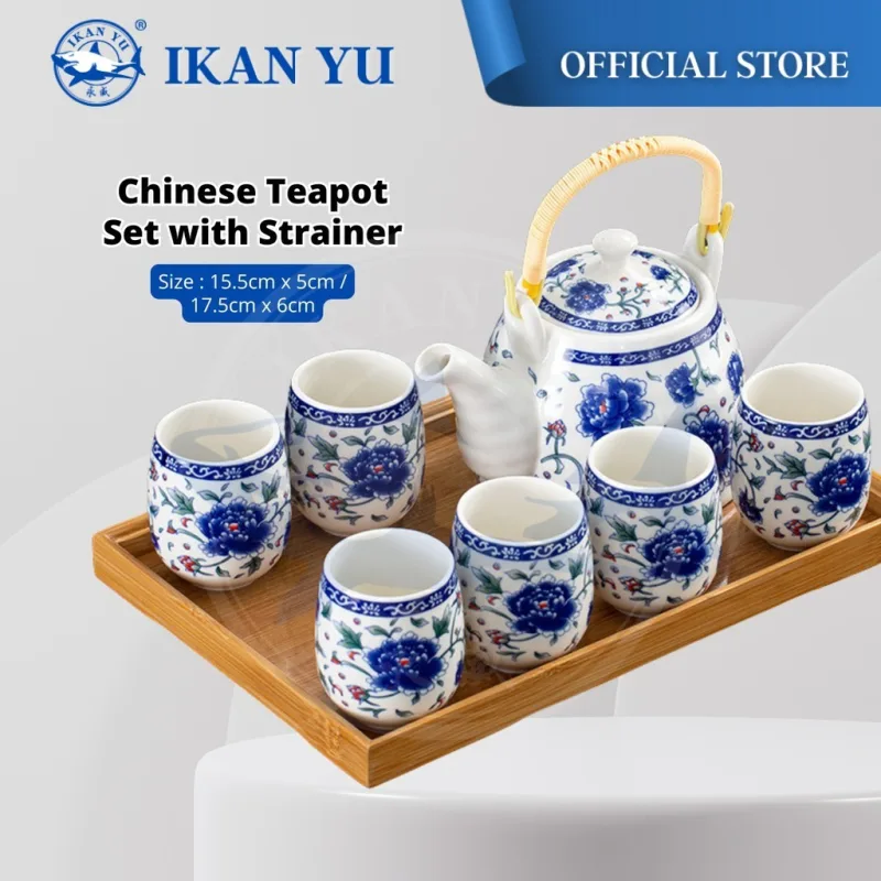 YU Online - Tradisonal Set Teh Seramik / Traditional Teapot Set 7pcs tea set / ceramic teapot set / porcelain tea set
