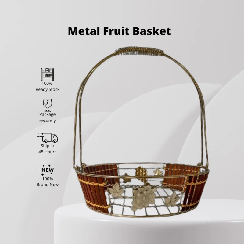 YU Ready Stock Metal Fruit Basket Fruit Serving Decorative Countertop Storage Basket Snack Organizer thumbnail 2
