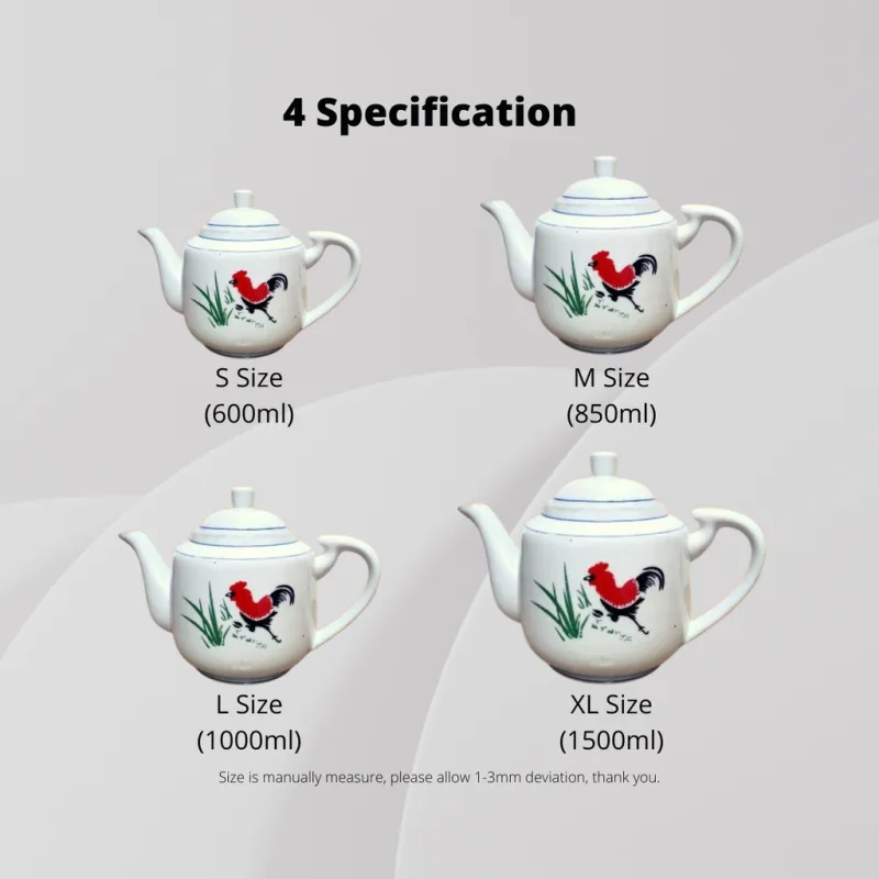 Yu Online - Teko Seramik Kangkung dan Ayam Jantan / Rooster & Flower Ceramic Teapot / Kangkung Teapot / Tea Pot / 陶瓷茶壶 thumbnail 5