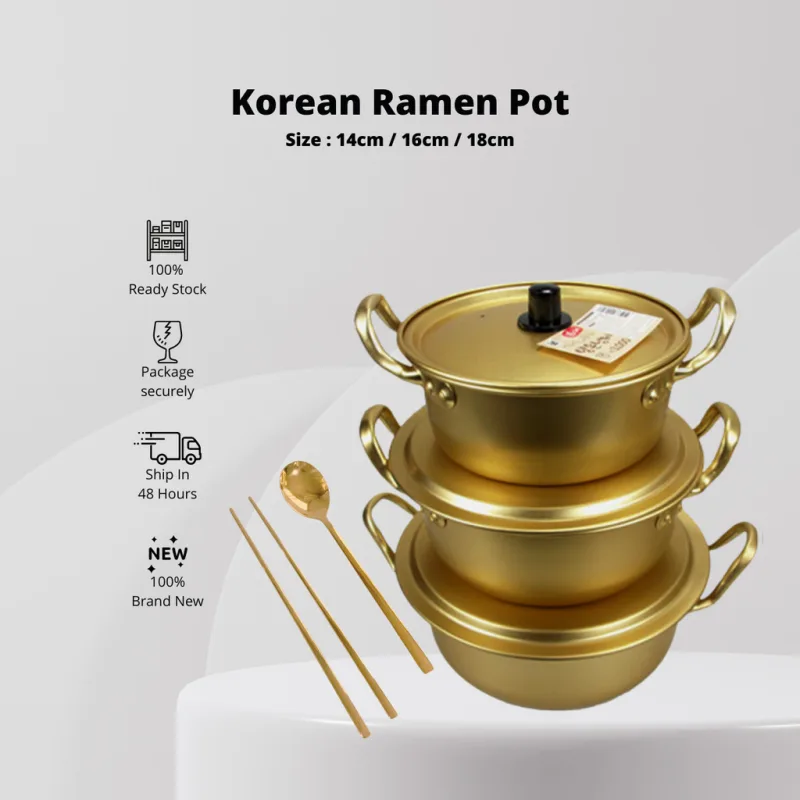 YU Online - Periuk Ramen Korea Aluminium / Korean Ramen Pot / Aluminum Cooking Pot / Korean Pot / Periuk Telinga thumbnail 2