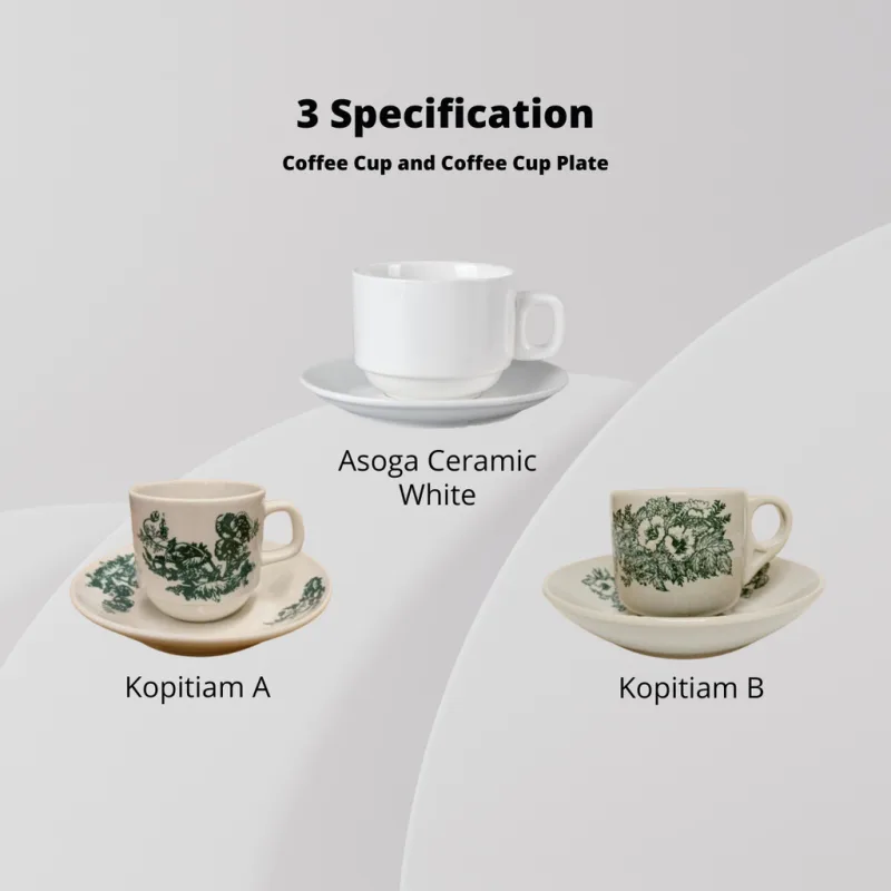 YU Online - Set Cawan dan Piring Kopitiam / Cup & Saucer Set / Traditional Floral Green Flower Kopi Cup & Saucer thumbnail 3