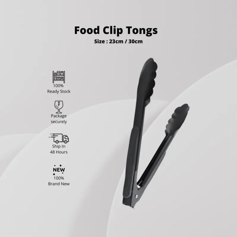 YU Online - Penyepit Makanan kek / stainless steel Black Color Food Tongs Clip / Bread Clip Tongs / Cake Clipper thumbnail 2