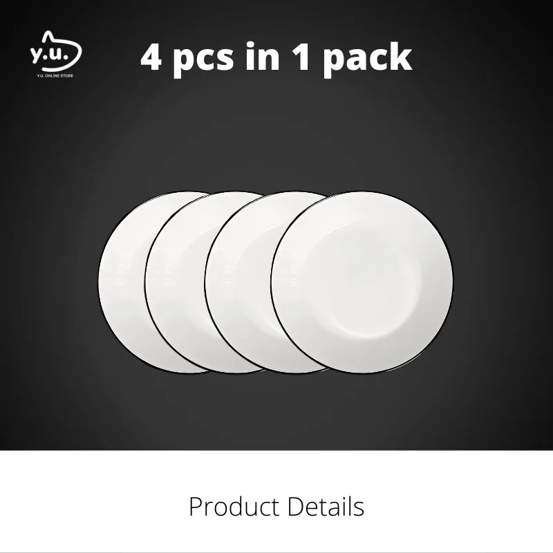 YU Ready Stock 8.5" Enamel Dinnerware Porcelain Plate Set (4 Pcs) Dining Plate Pinggan Putih thumbnail 3