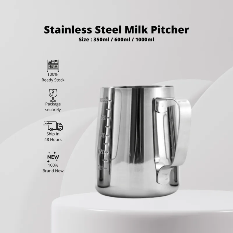 YU Online - Jug Pembuih Susu / Milk Frothing Pitcher 304 Stainless Steel Barista Coffee Accessories Barista Milk Pitcher thumbnail 2