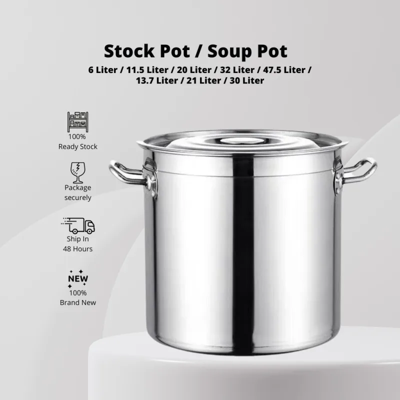 YU Online - Periuk Stok Keluli Tahan Karat Tebal / Thick Stainless Steel Stock Pot / Soup Pot / Periuk Sup / Steel Pot thumbnail 2