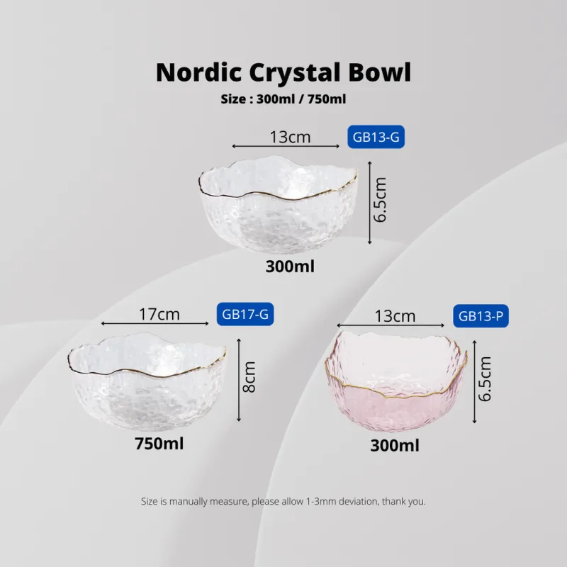 YU Online - Gaya Jepun Mangkuk Kaca dengan Garisan Emas / Japanese Style Hammered Glass Bowl Transparent / Crystal bowl thumbnail 5