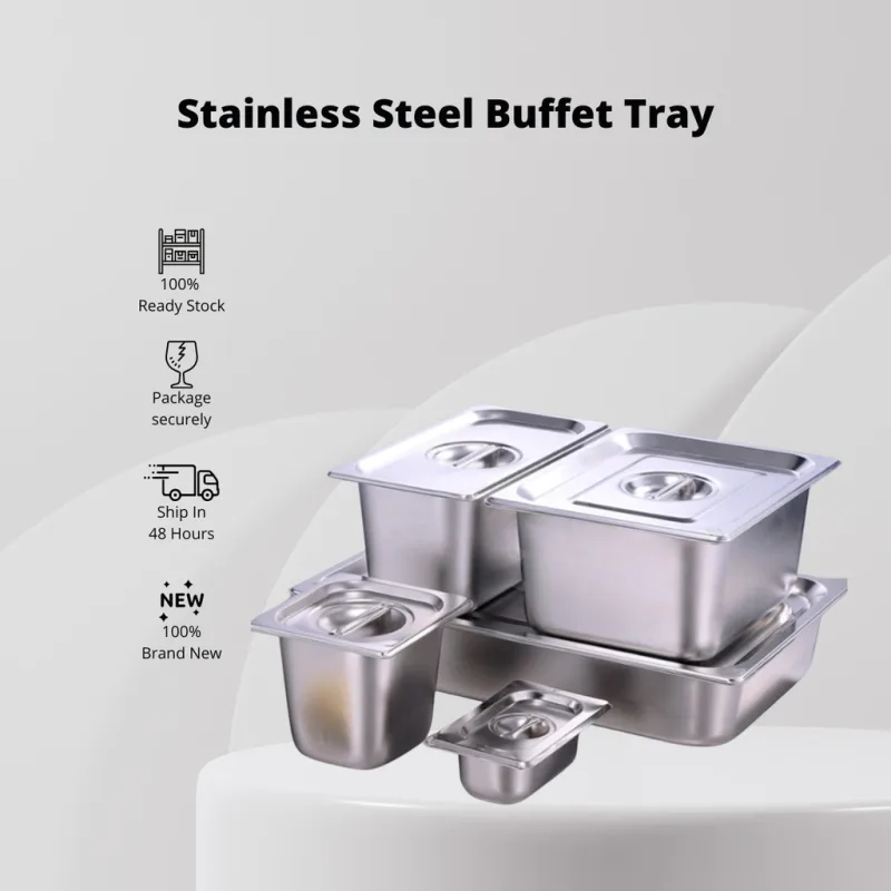 YU Online - Bekas Bufet / Stainless Steel Food Pan and Cover / Bekas Makanan / Tray Makanan / Buffet / Kenduri Tray thumbnail 2