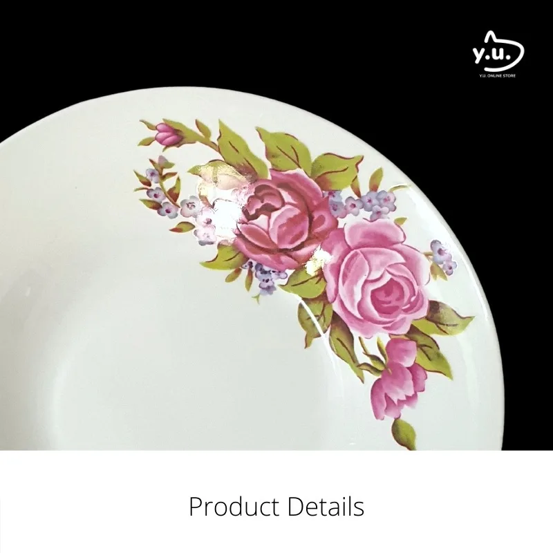 YU Ready Stock 9’' Enamel Dinnerware Porcelain Plate Set (6 Pcs) Dining Plate Pinggan Lama Bunga thumbnail 4