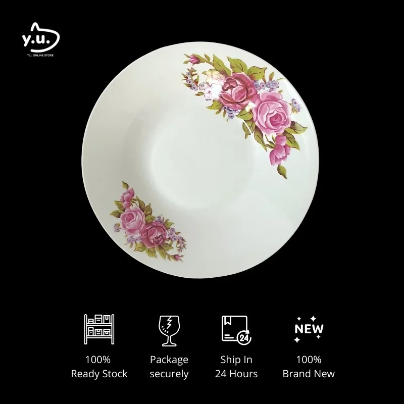 YU Ready Stock 9’' Enamel Dinnerware Porcelain Plate Set (6 Pcs) Dining Plate Pinggan Lama Bunga thumbnail 2