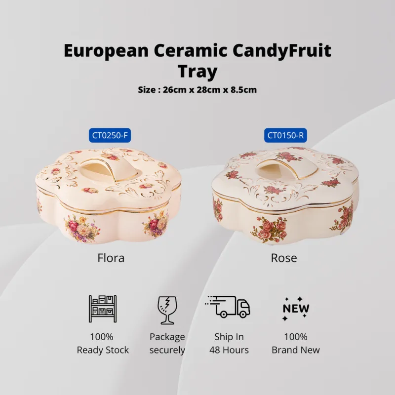 YU Ready Stock European Style Party Serving Set / Set Kenduri / Ceramic Dome Set / Party Set buffet / Bekas Kuih Raya thumbnail 2