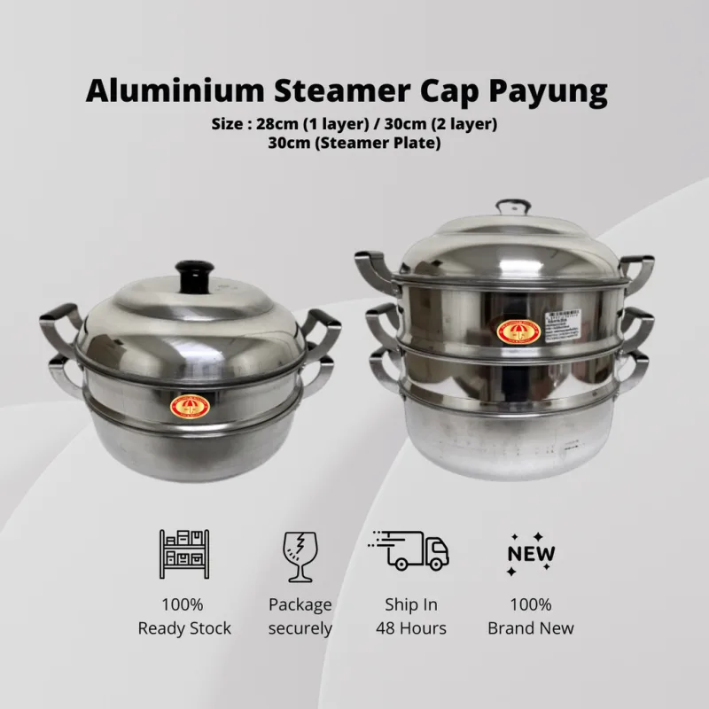 YU Online - Thailand Cap Payung Periuk Kukusan Aluminium / Aluminum Steamer/Steamer Pot/pengukus/nasi kukus thumbnail 2