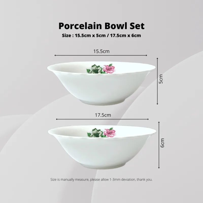 YU Online - 6'' & 7'' Enamel Mangkuk Lama Bunga 6biji / Dinnerware Porcelain Bowl Set (6pcs) Kang Kung Dining Soup Bowl thumbnail 5