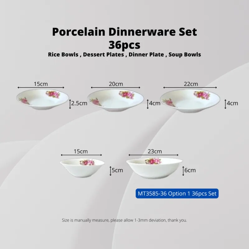 YU Online - 36pcs Set Enamel Pinggan Mangkuk BungaLama / Dinnerware Porcelain Plate Set Dining Plate thumbnail 5