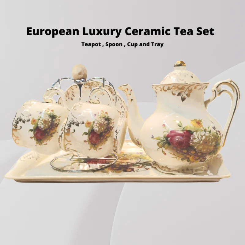 YU Premium - Seramik Set Teh Gaya Eropah / European Luxury "Rose" & "Flora" Ceramic Tea Set with gift box / wedding gift thumbnail 3