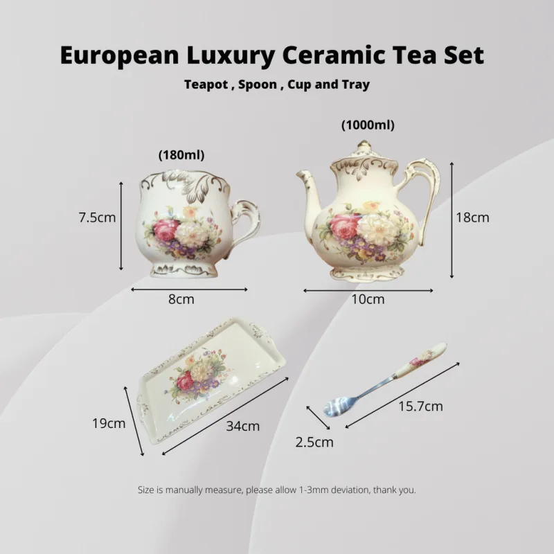 YU Premium - Seramik Set Teh Gaya Eropah / European Luxury "Rose" & "Flora" Ceramic Tea Set with gift box / wedding gift thumbnail 5