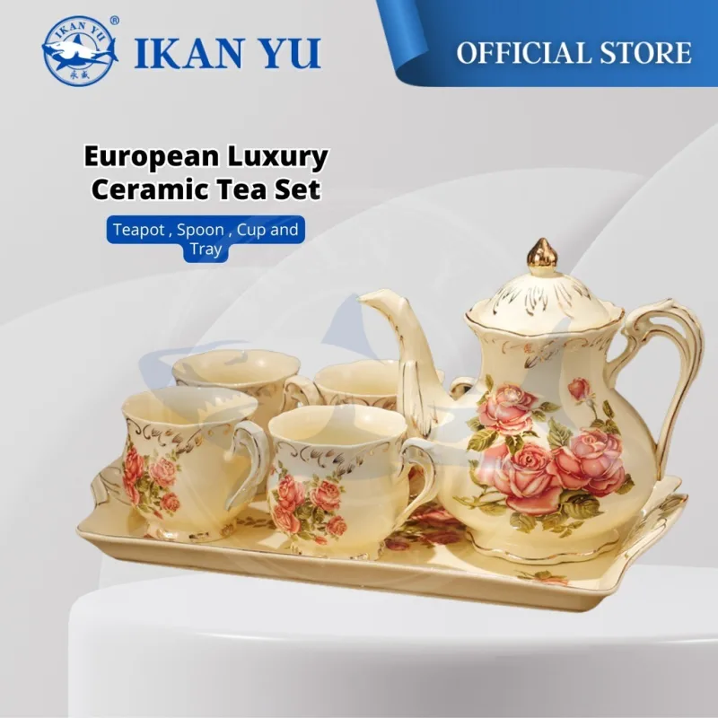 YU Premium - Seramik Set Teh Gaya Eropah / European Luxury "Rose" & "Flora" Ceramic Tea Set with gift box / wedding gift
