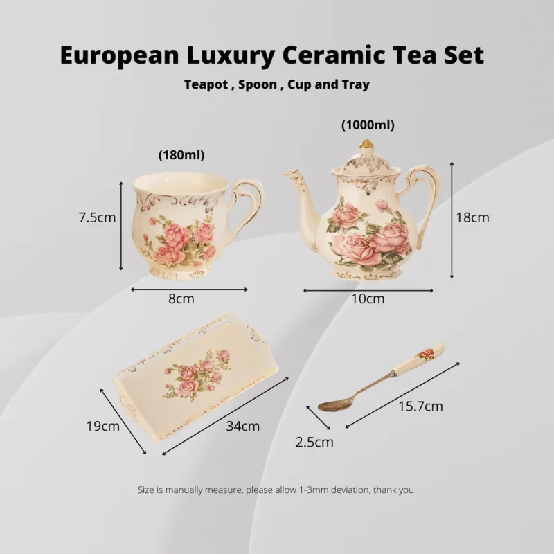 YU Premium - Seramik Set Teh Gaya Eropah / European Luxury "Rose" & "Flora" Ceramic Tea Set with gift box / wedding gift thumbnail 4