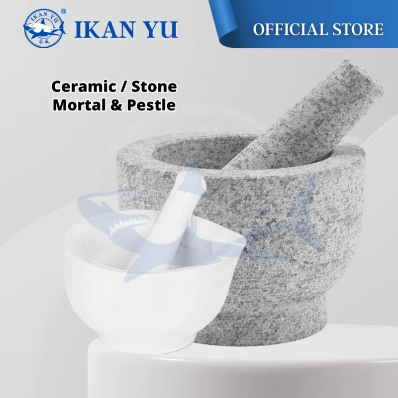 YU Online - Lesung Batu / Lesung Seramik / Granite Stone Mortal And Pestle Set / Ceramic Mortal and Pestle Set