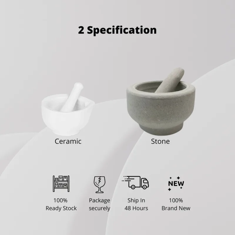 YU Online - Lesung Batu / Lesung Seramik / Granite Stone Mortal And Pestle Set / Ceramic Mortal and Pestle Set thumbnail 2