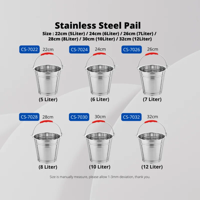 YU Online - Tong Air keluli Tahan Karat / Stainless Steel Pail / Waterpot / Water Bucket / Water Dippers thumbnail 5