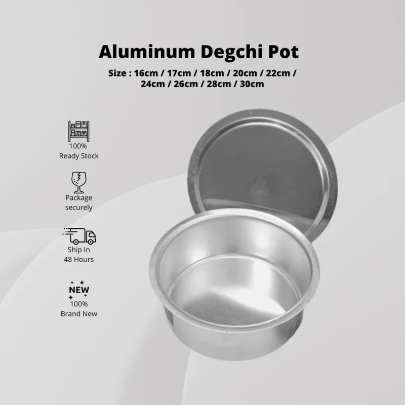 YU Online - Cap Kucing Periuk Aluminium / Degchi Pot / Kari Pot / Indian Pot / Curry Pot / Soup pot / Periuk India thumbnail 2