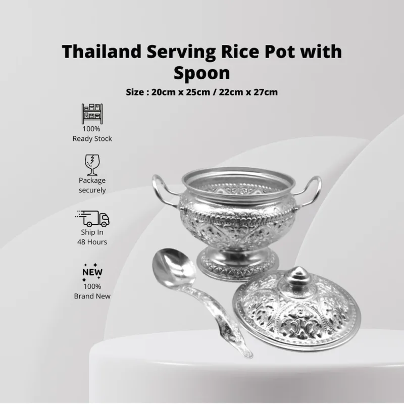 YU Online - Thailand Aluminium Bekas Nasi / Aluminum Rice Pot & M.SPOON / Food Storage Container / Serving bowl thumbnail 2