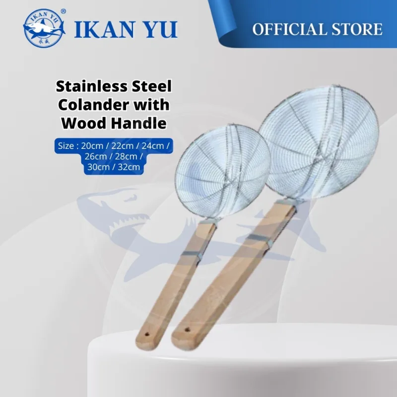 YU Online - Penapis Minyak Goreng Pisang / Stainless Steel Frying Oil Strainer Wood Handle / Sejat Minyak / Skimmer