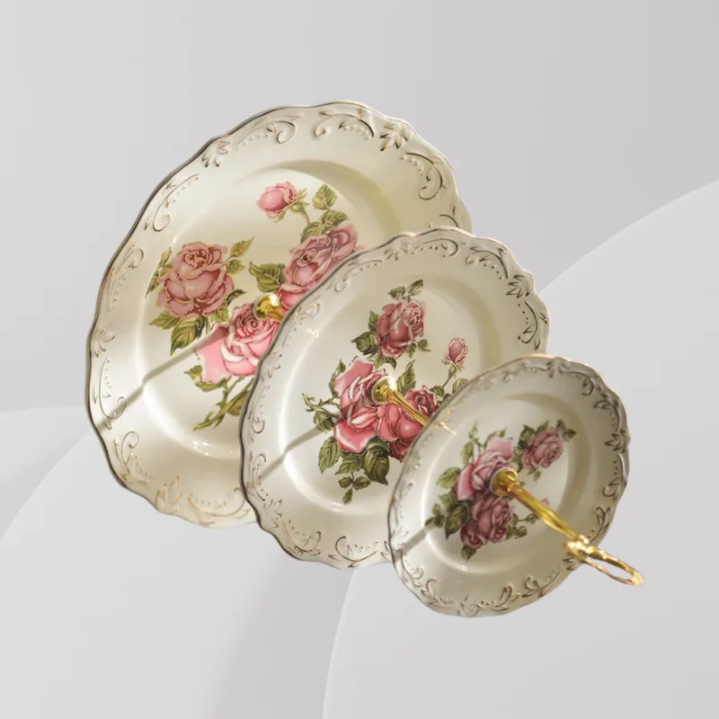 YU Premium - Seramik Gaya Eropah Dulang 3 Tingkat / European Ceramic Cupcake Stand/ Dessert Rack/ Party Serving plate thumbnail 3