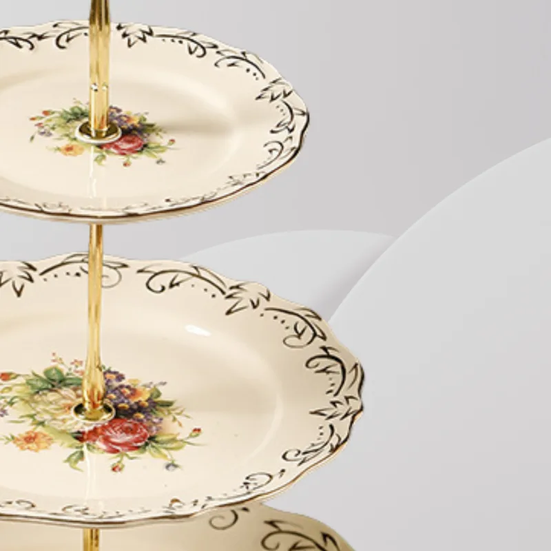 YU Premium - Seramik Gaya Eropah Dulang 3 Tingkat / European Ceramic Cupcake Stand/ Dessert Rack/ Party Serving plate thumbnail 4