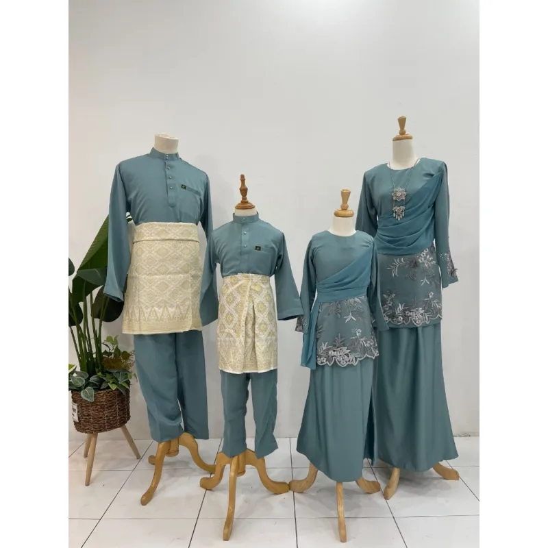 Set Family Kurung Moden MOLIKA IN Smoke Blue by Moff Collection thumbnail 3