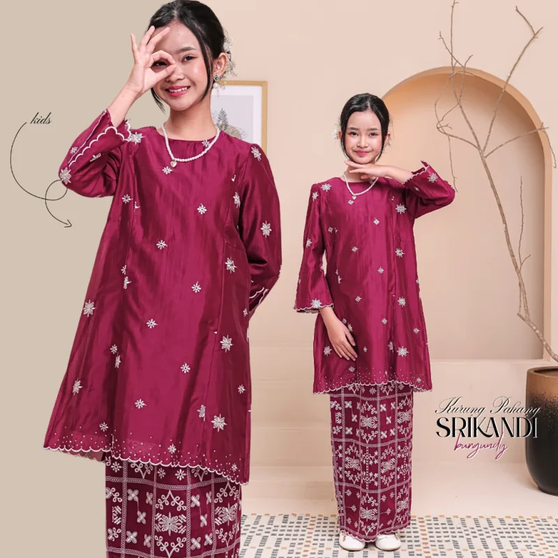 Set Family Kurung Moden Riau Srikandi IN Burgundy By Moff2U thumbnail 2