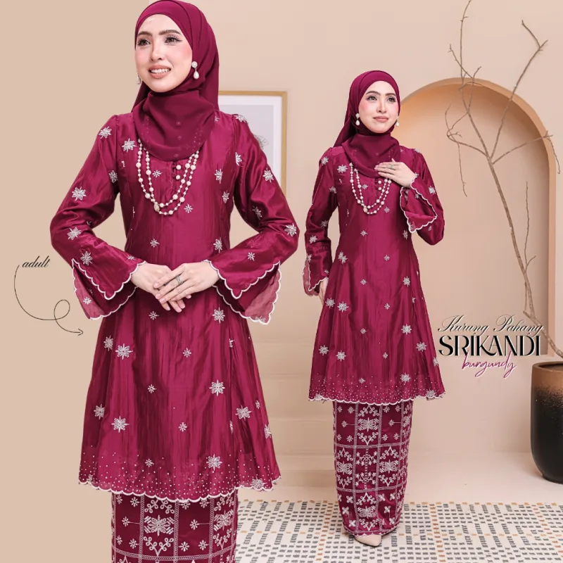 Set Family Kurung Moden Riau Srikandi IN Burgundy By Moff2U thumbnail 3