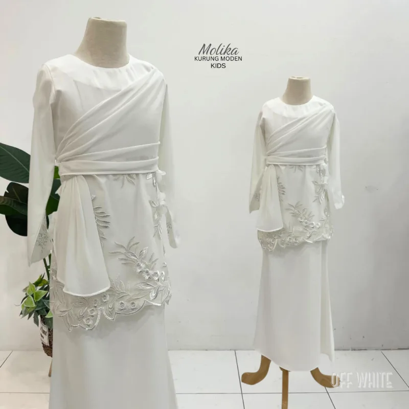 Set Family Kurung Moden Molika IN Off White by Moff Collection thumbnail 3