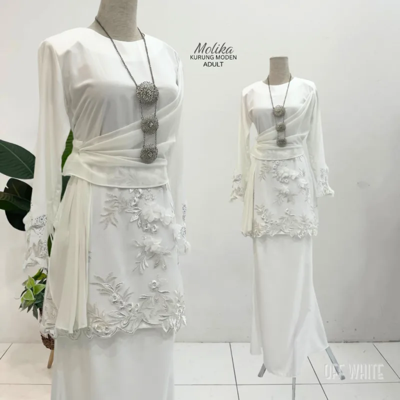 Set Family Kurung Moden Molika IN Off White by Moff Collection thumbnail 2