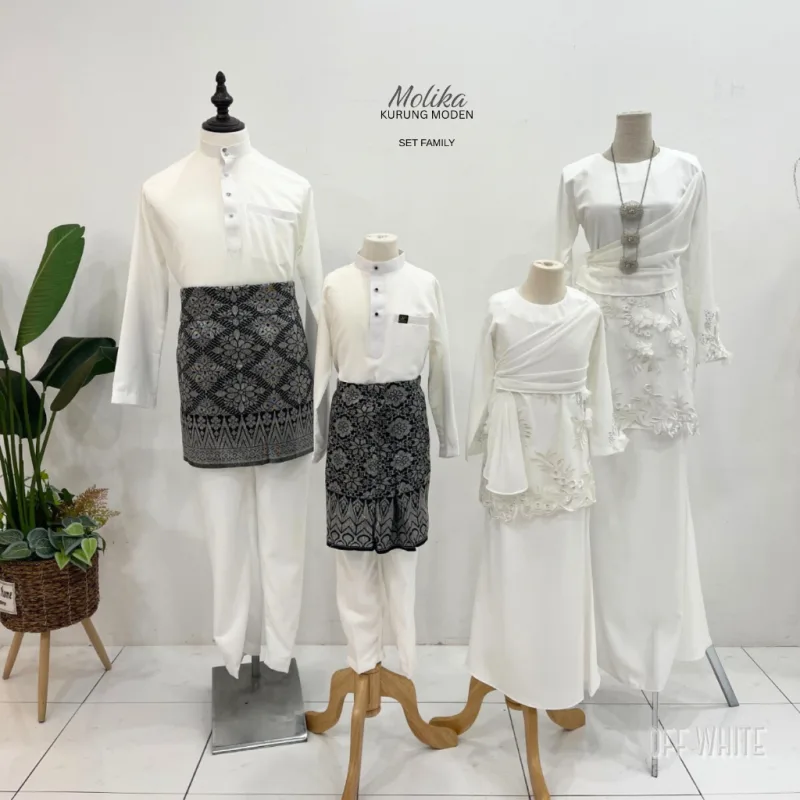 Set Family Kurung Moden Molika IN Off White by Moff Collection