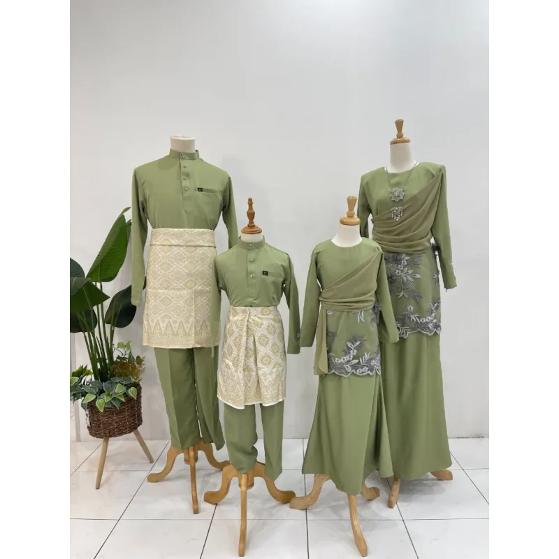 Set Family Kurung Moden MOLIKA IN Sage Green by Moff Collection thumbnail 2