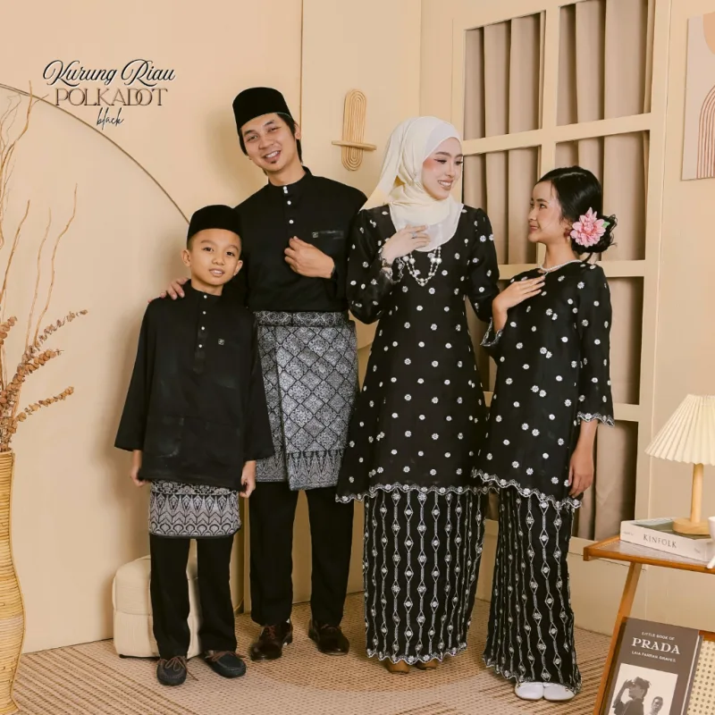 NEW COLLECTION RAYA I SET FAMILY RIAU POLKADOT IN BLACK