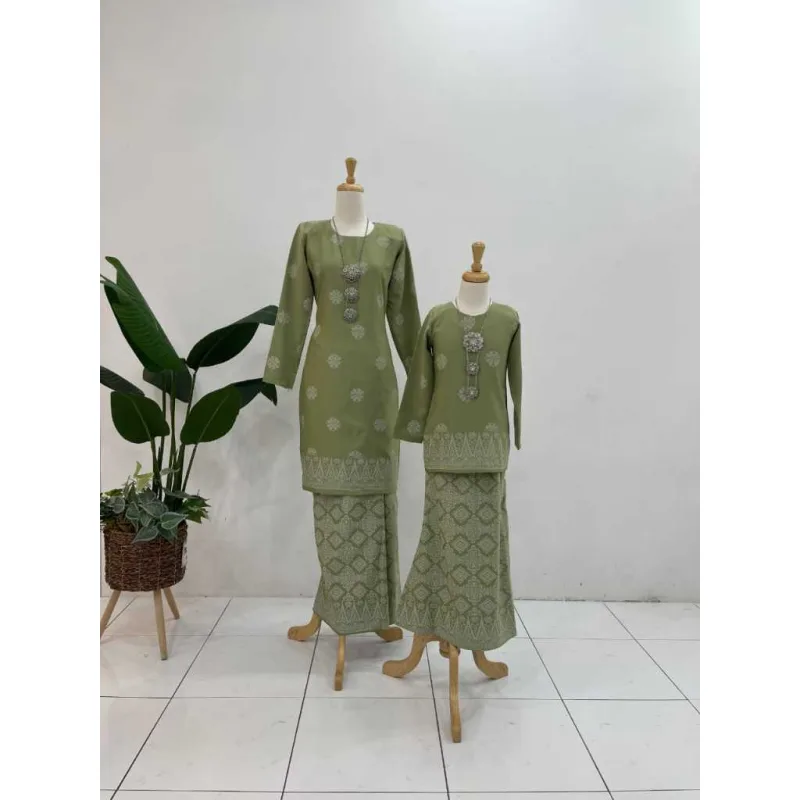New Collection Raya Set Family Kurung Moden Songket In Sage Green I Kurung Moden I Raya 2026 thumbnail 2