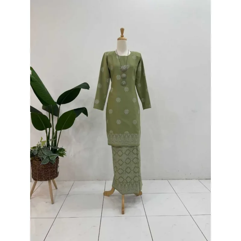 New Collection Raya Set Family Kurung Moden Songket In Sage Green I Kurung Moden I Raya 2026 thumbnail 4