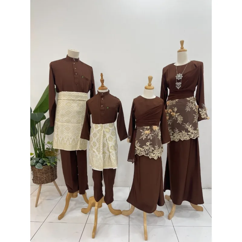 Set Family Kurung Moden MOLIKA IN Dark Brown by Moff Collection thumbnail 2