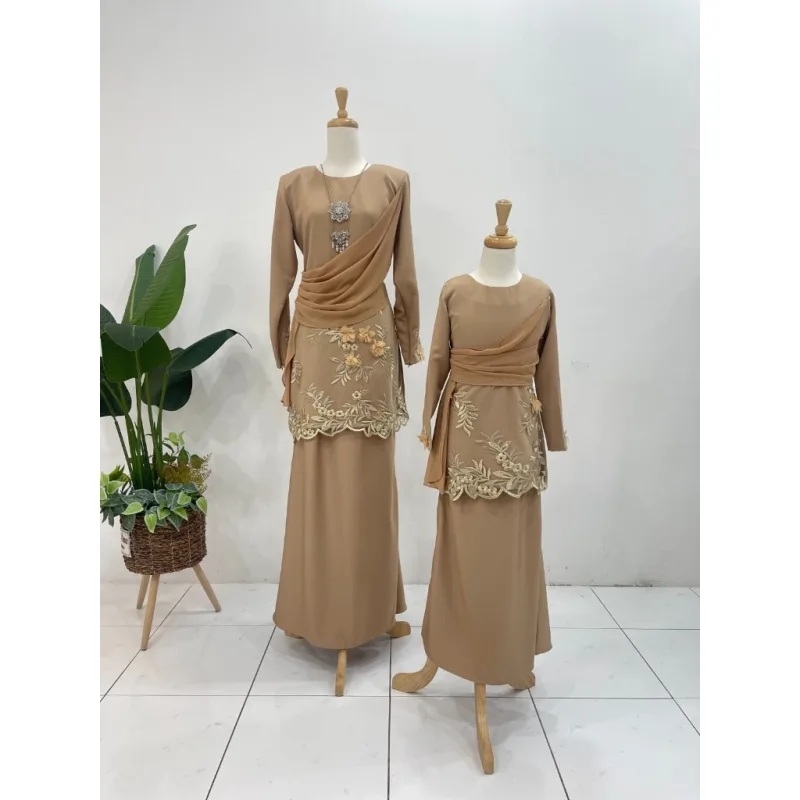 Set Family Kurung Moden MOLIKA IN Mocha by Moff Collection thumbnail 2