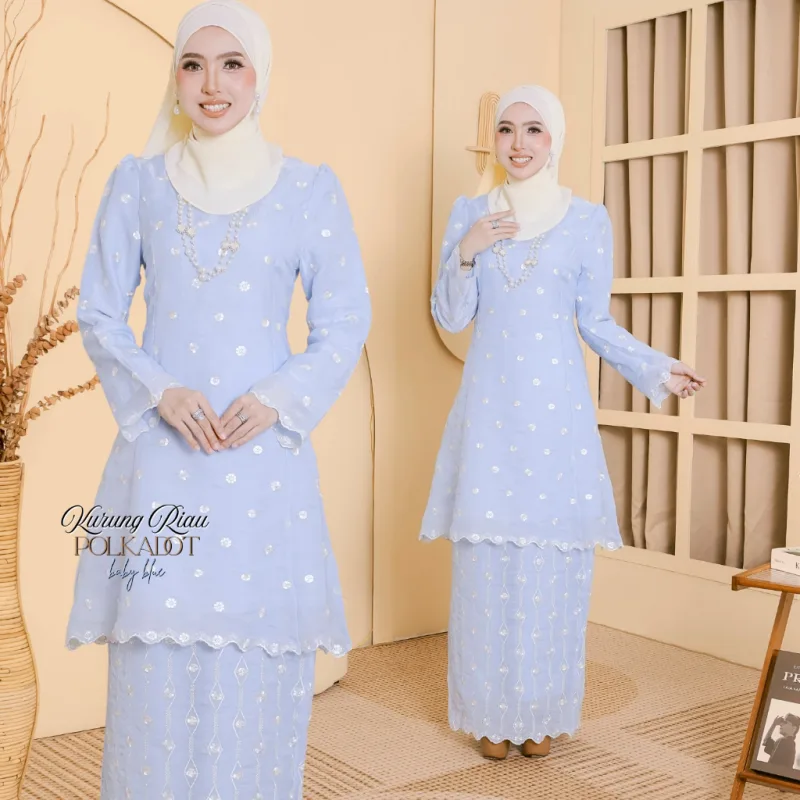 NEW COLLECTION RAYA I SET FAMILY RIAU POLKADOT IN BABY BLUE BY MOFF I KURUNG MODEN I BAJU MELAYU IN 2026 thumbnail 2