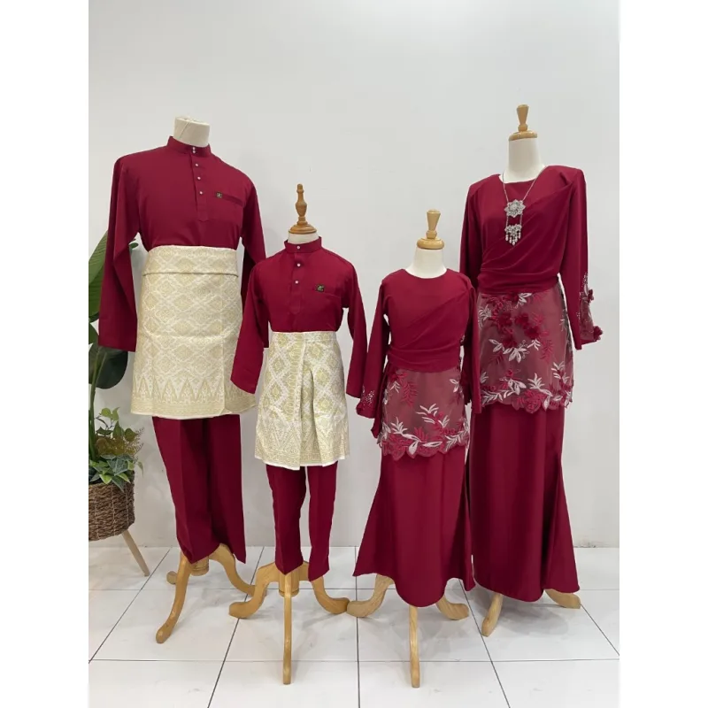 Set Family Kurung Moden MOLIKA IN Maroon by Moff Collection thumbnail 2
