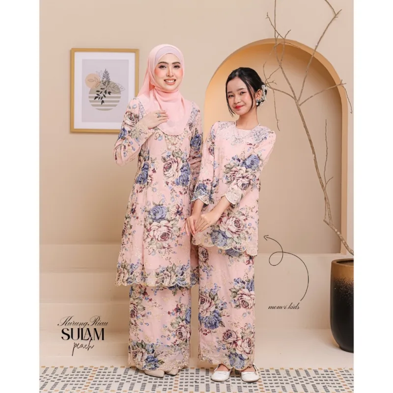 Set Family Kurung Moden Riau Sulam IN PEACH by Moff2U thumbnail 2